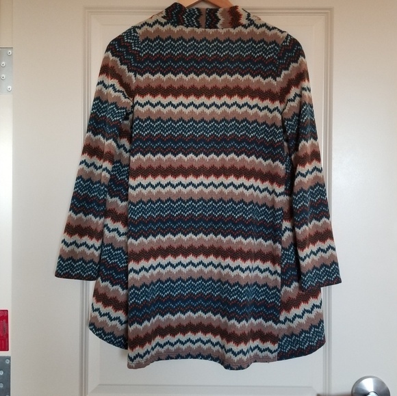 Anthropologie Alya Aztec Western Striped Zig Zag Open Front Cardigan Size Small - Picture 2 of 5